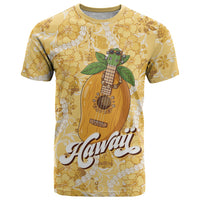 Hawaiian Mango Ukulele T Shirt Retro Yellow Hibiscus Pikake Lei LT9 Yellow - Polynesian Pride