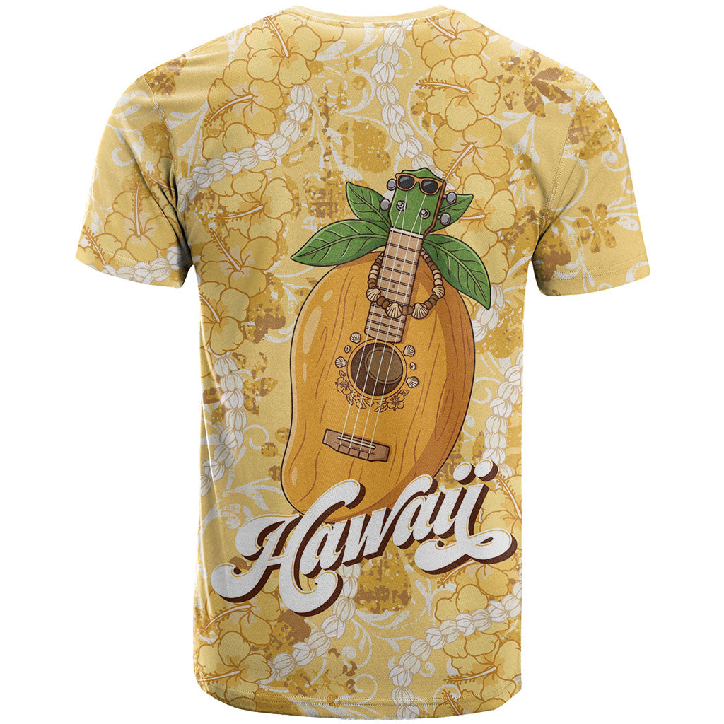 Hawaiian Mango Ukulele T Shirt Retro Yellow Hibiscus Pikake Lei LT9 - Polynesian Pride