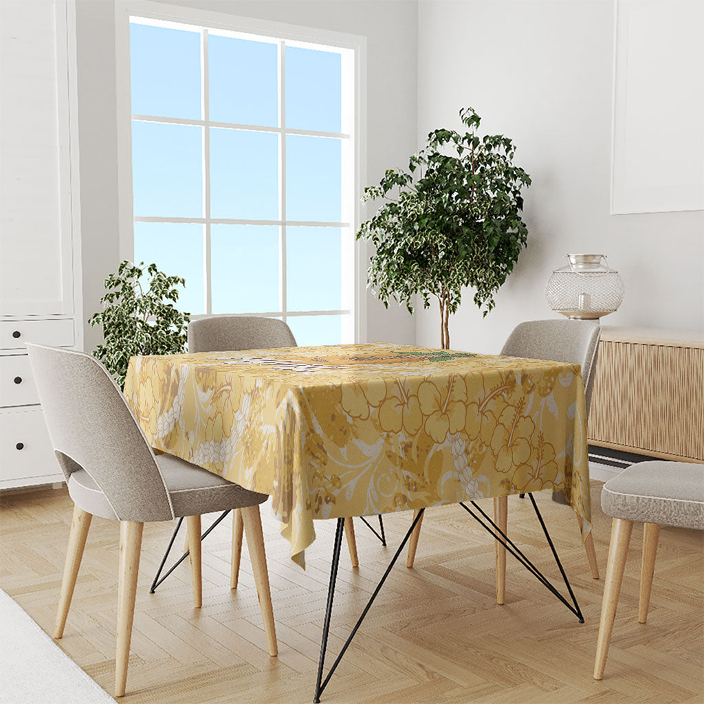 Hawaiian Mango Ukulele Tablecloth Retro Yellow Hibiscus Pikake Lei LT9 - Polynesian Pride