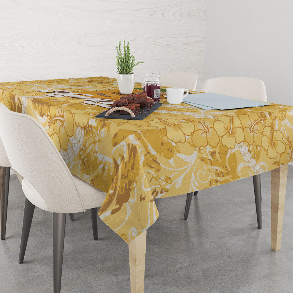 Hawaiian Mango Ukulele Tablecloth Retro Yellow Hibiscus Pikake Lei LT9 - Polynesian Pride