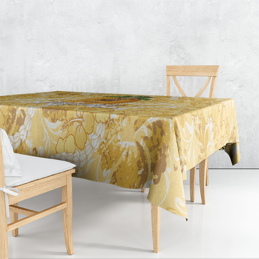 Hawaiian Mango Ukulele Tablecloth Retro Yellow Hibiscus Pikake Lei LT9 - Polynesian Pride