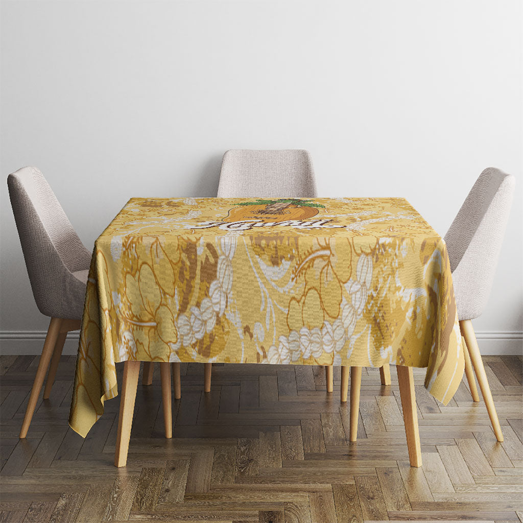 Hawaiian Mango Ukulele Tablecloth Retro Yellow Hibiscus Pikake Lei LT9 - Polynesian Pride