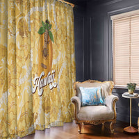 Hawaiian Mango Ukulele Window Curtain Retro Yellow Hibiscus Pikake Lei LT9 - Polynesian Pride