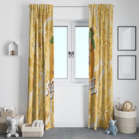 Hawaiian Mango Ukulele Window Curtain Retro Yellow Hibiscus Pikake Lei LT9 - Polynesian Pride