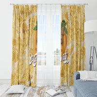 Hawaiian Mango Ukulele Window Curtain Retro Yellow Hibiscus Pikake Lei LT9 - Polynesian Pride