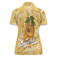 Hawaiian Mango Ukulele Women Polo Shirt Retro Yellow Hibiscus Pikake Lei LT9 - Polynesian Pride