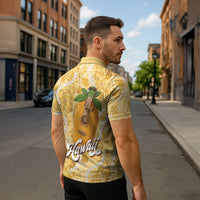 Hawaiian Mango Ukulele Zipper Polo Shirt Retro Yellow Hibiscus Pikake Lei LT9 - Polynesian Pride