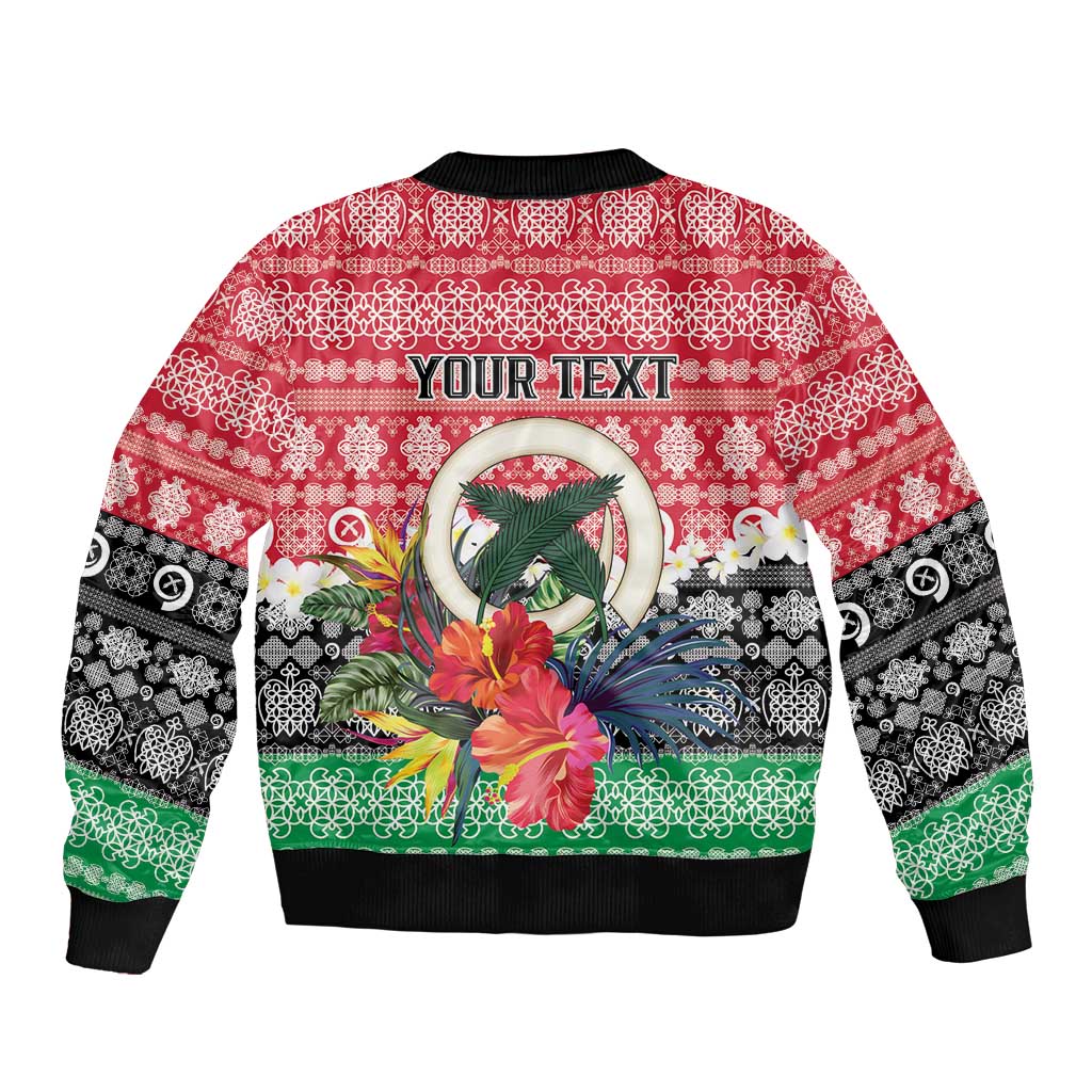 Personalised Vanuatu Joyeux Noel Bomber Jacket Proud To Be a Ni-Van Sand Drawing Art LT9 - Polynesian Pride