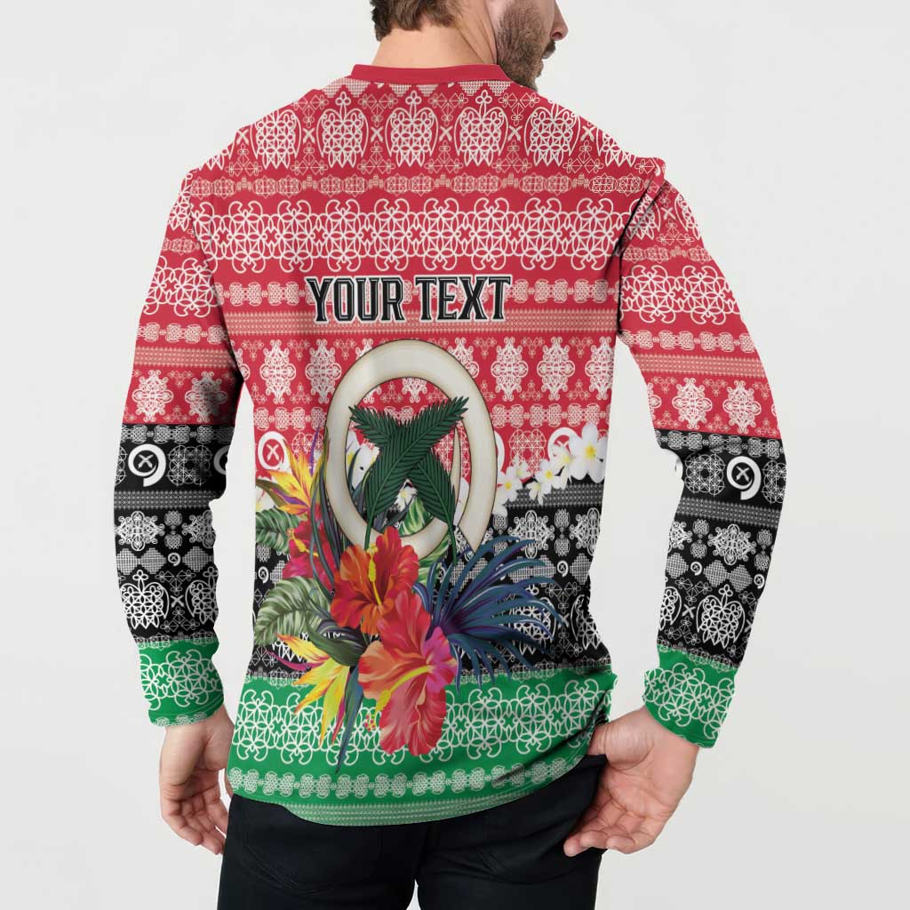 Personalised Vanuatu Joyeux Noel Button Sweatshirt Proud To Be a Ni-Van Sand Drawing Art - Polynesian Pride