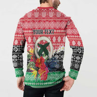 Personalised Vanuatu Joyeux Noel Button Sweatshirt Proud To Be a Ni-Van Sand Drawing Art - Polynesian Pride