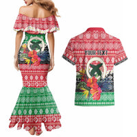 Personalised Vanuatu Joyeux Noel Couples Matching Mermaid Dress and Hawaiian Shirt Proud To Be a Ni-Van Sand Drawing Art LT9 - Polynesian Pride