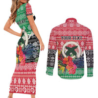 Personalised Vanuatu Joyeux Noel Couples Matching Short Sleeve Bodycon Dress and Long Sleeve Button Shirt Proud To Be a Ni-Van Sand Drawing Art LT9 - Polynesian Pride
