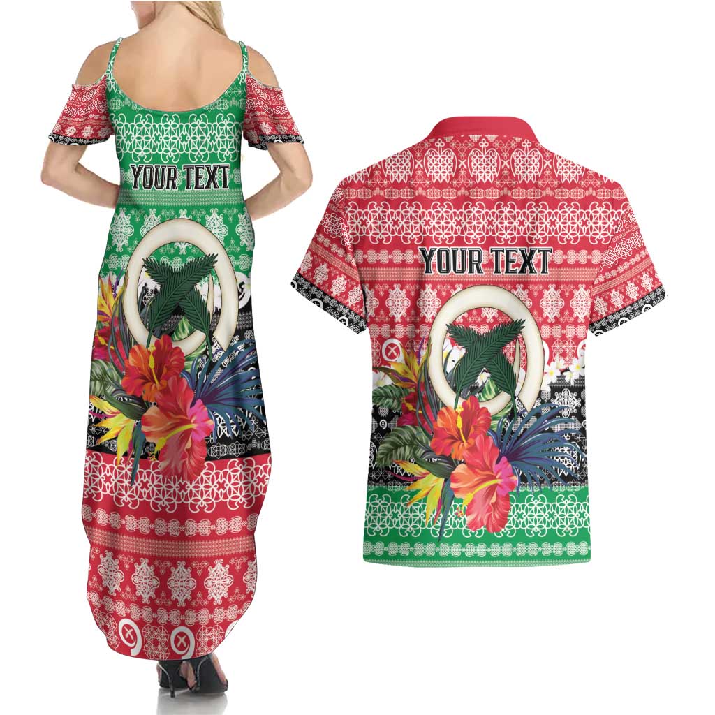 Personalised Vanuatu Joyeux Noel Couples Matching Summer Maxi Dress and Hawaiian Shirt Proud To Be a Ni-Van Sand Drawing Art LT9 - Polynesian Pride