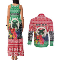 Personalised Vanuatu Joyeux Noel Couples Matching Tank Maxi Dress and Long Sleeve Button Shirt Proud To Be a Ni-Van Sand Drawing Art LT9 - Polynesian Pride