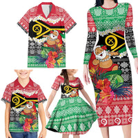 Personalised Vanuatu Joyeux Noel Family Matching Long Sleeve Bodycon Dress and Hawaiian Shirt Proud To Be a Ni-Van Sand Drawing Art LT9 - Polynesian Pride