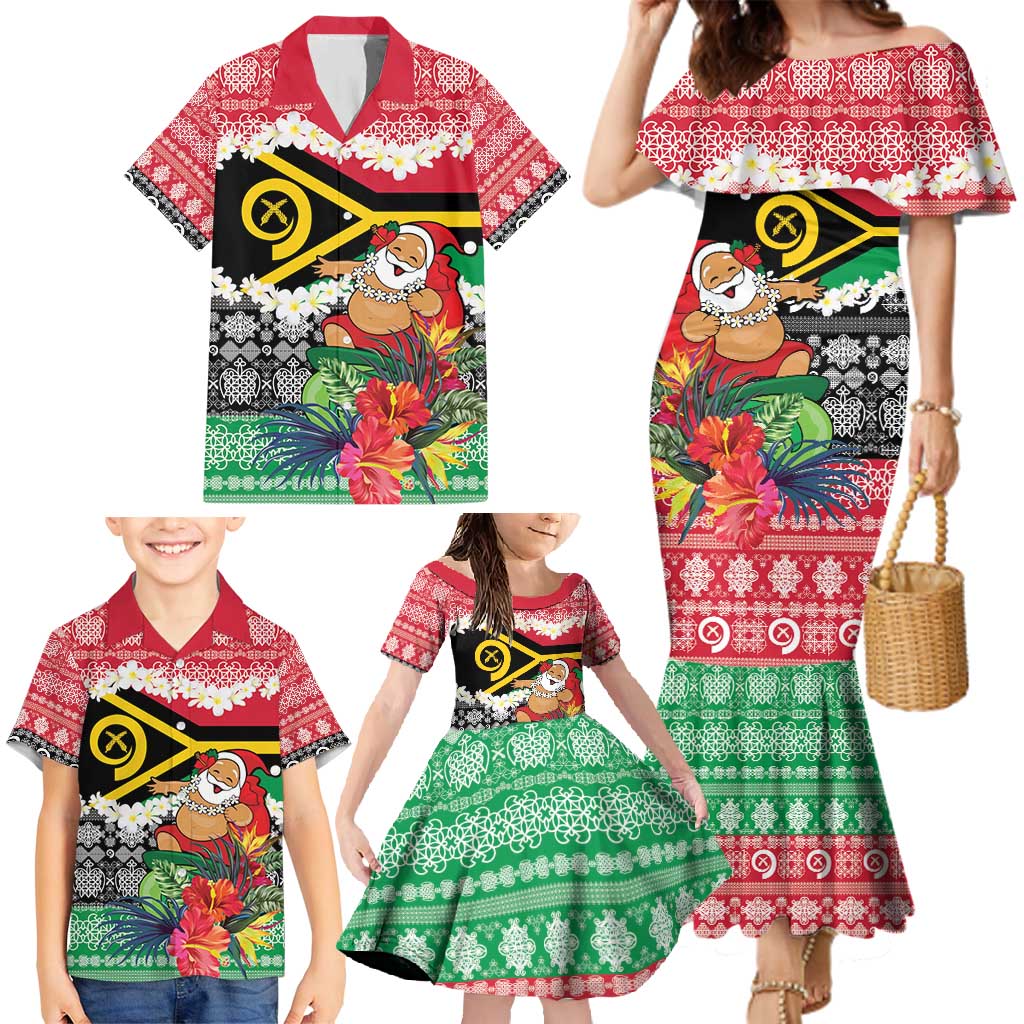Personalised Vanuatu Joyeux Noel Family Matching Mermaid Dress and Hawaiian Shirt Proud To Be a Ni-Van Sand Drawing Art LT9 - Polynesian Pride
