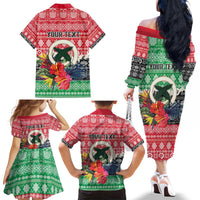 Personalised Vanuatu Joyeux Noel Family Matching Off The Shoulder Long Sleeve Dress and Hawaiian Shirt Proud To Be a Ni-Van Sand Drawing Art LT9 - Polynesian Pride