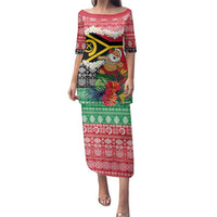Personalised Vanuatu Joyeux Noel Family Matching Puletasi and Hawaiian Shirt Proud To Be a Ni-Van Sand Drawing Art LT9 Mom's Dress Red - Polynesian Pride