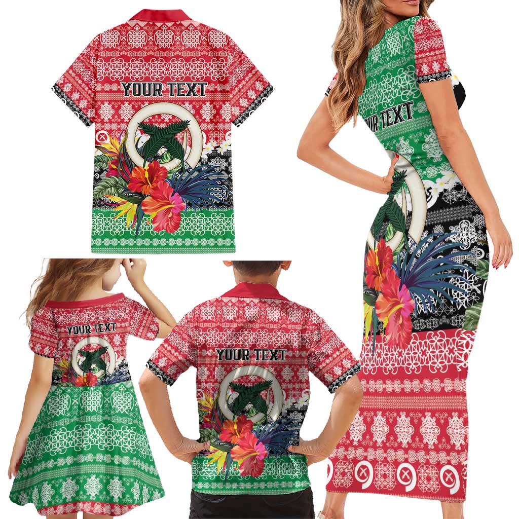 Personalised Vanuatu Joyeux Noel Family Matching Short Sleeve Bodycon Dress and Hawaiian Shirt Proud To Be a Ni-Van Sand Drawing Art LT9 - Polynesian Pride