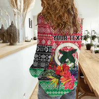 Personalised Vanuatu Joyeux Noel Women Casual Shirt Proud To Be a Ni-Van Sand Drawing Art LT9 - Polynesian Pride
