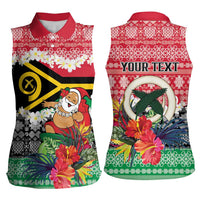 Personalised Vanuatu Joyeux Noel Women Sleeveless Polo Shirt Proud To Be a Ni-Van Sand Drawing Art LT9 - Polynesian Pride
