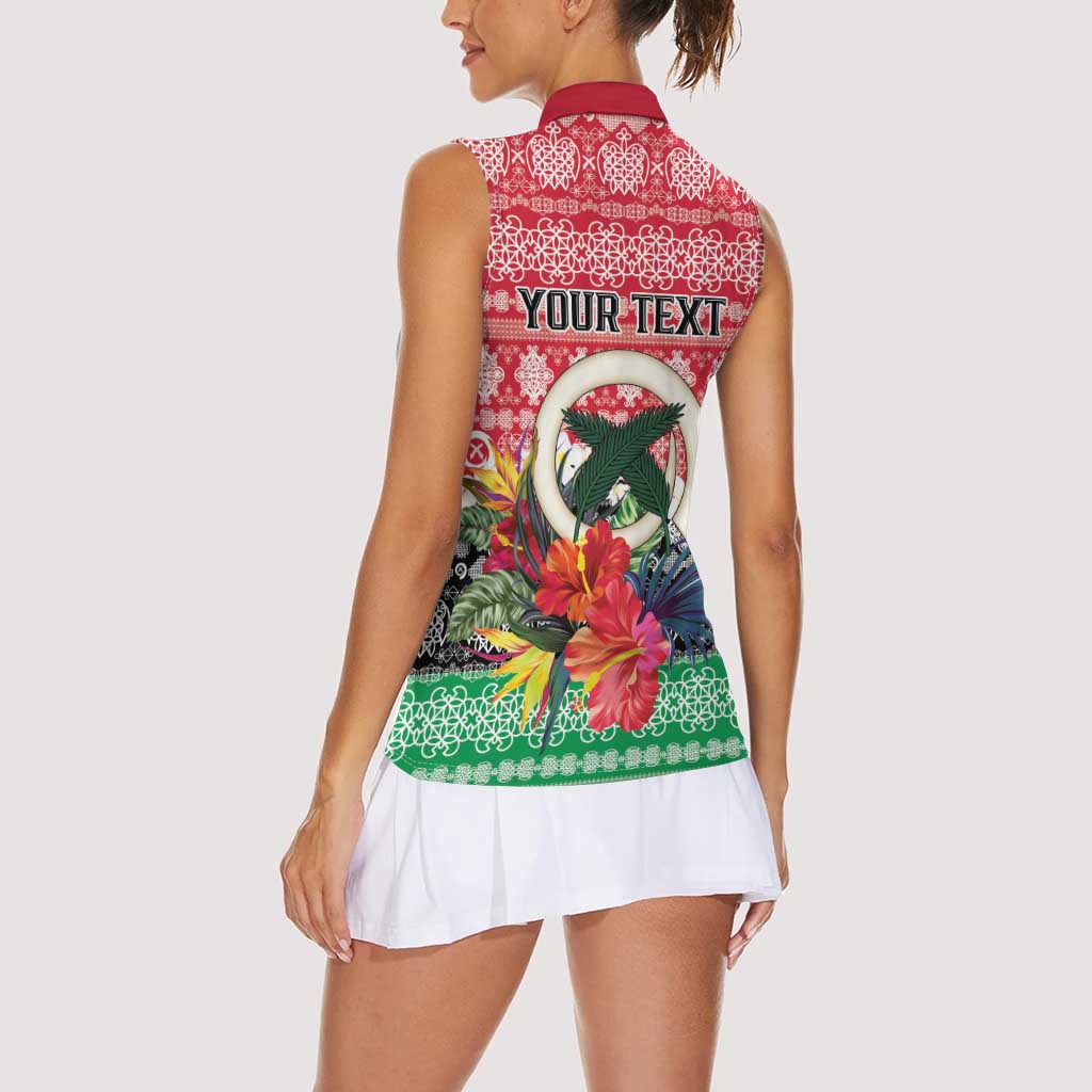 Personalised Vanuatu Joyeux Noel Women Sleeveless Polo Shirt Proud To Be a Ni-Van Sand Drawing Art LT9 - Polynesian Pride
