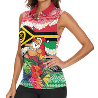 Personalised Vanuatu Joyeux Noel Women Sleeveless Polo Shirt Proud To Be a Ni-Van Sand Drawing Art LT9 - Polynesian Pride