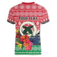 Personalised Vanuatu Joyeux Noel Women V-Neck T-Shirt Proud To Be a Ni-Van Sand Drawing Art LT9 - Polynesian Pride