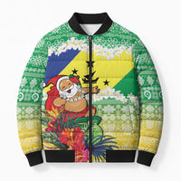Personalised Malampa Joyeux Noel Bomber Puffer Jacket Proud To Be a Ni-Van Sand Drawing Art LT9 Unisex Lime - Polynesian Pride
