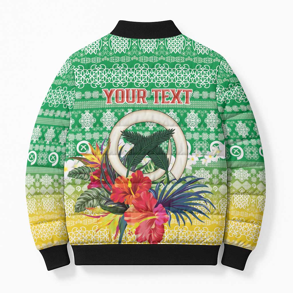 Personalised Malampa Joyeux Noel Bomber Puffer Jacket Proud To Be a Ni-Van Sand Drawing Art LT9 - Polynesian Pride