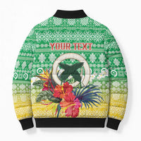 Personalised Malampa Joyeux Noel Bomber Puffer Jacket Proud To Be a Ni-Van Sand Drawing Art LT9 - Polynesian Pride