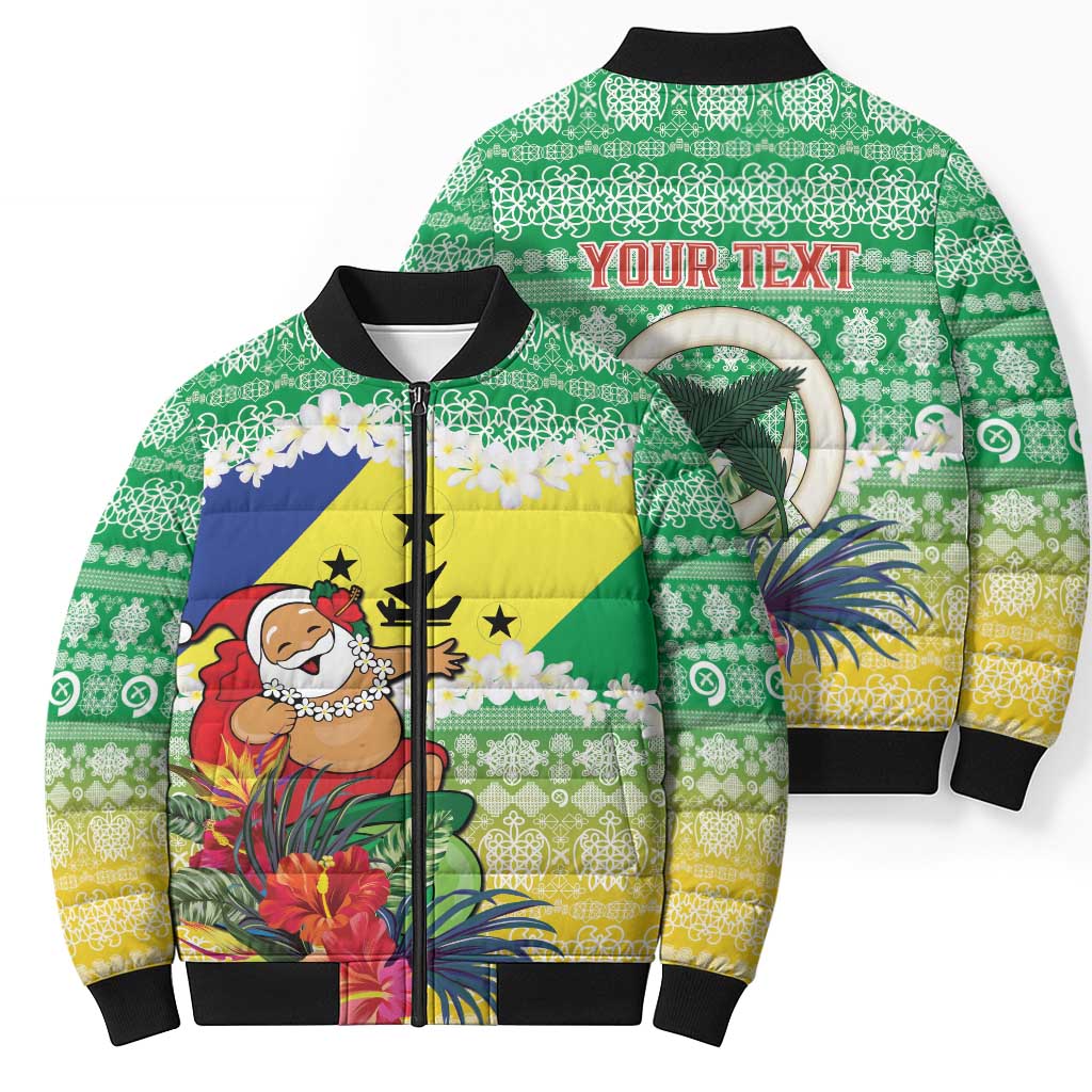 Personalised Malampa Joyeux Noel Bomber Puffer Jacket Proud To Be a Ni-Van Sand Drawing Art LT9 - Polynesian Pride