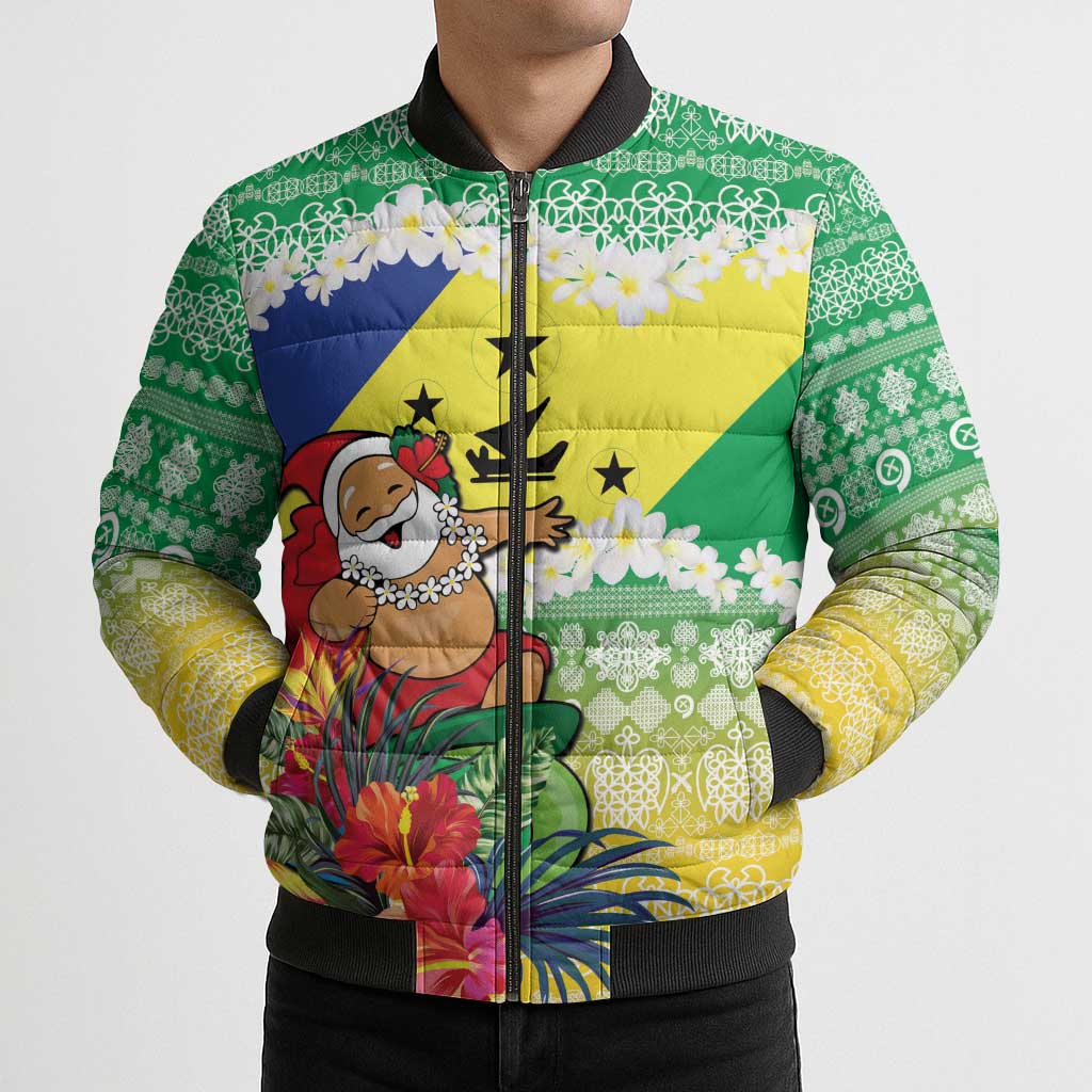 Personalised Malampa Joyeux Noel Bomber Puffer Jacket Proud To Be a Ni-Van Sand Drawing Art LT9 - Polynesian Pride