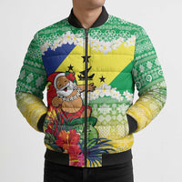 Personalised Malampa Joyeux Noel Bomber Puffer Jacket Proud To Be a Ni-Van Sand Drawing Art LT9 - Polynesian Pride