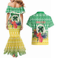 Personalised Malampa Joyeux Noel Couples Matching Mermaid Dress and Hawaiian Shirt Proud To Be a Ni-Van Sand Drawing Art LT9 - Polynesian Pride