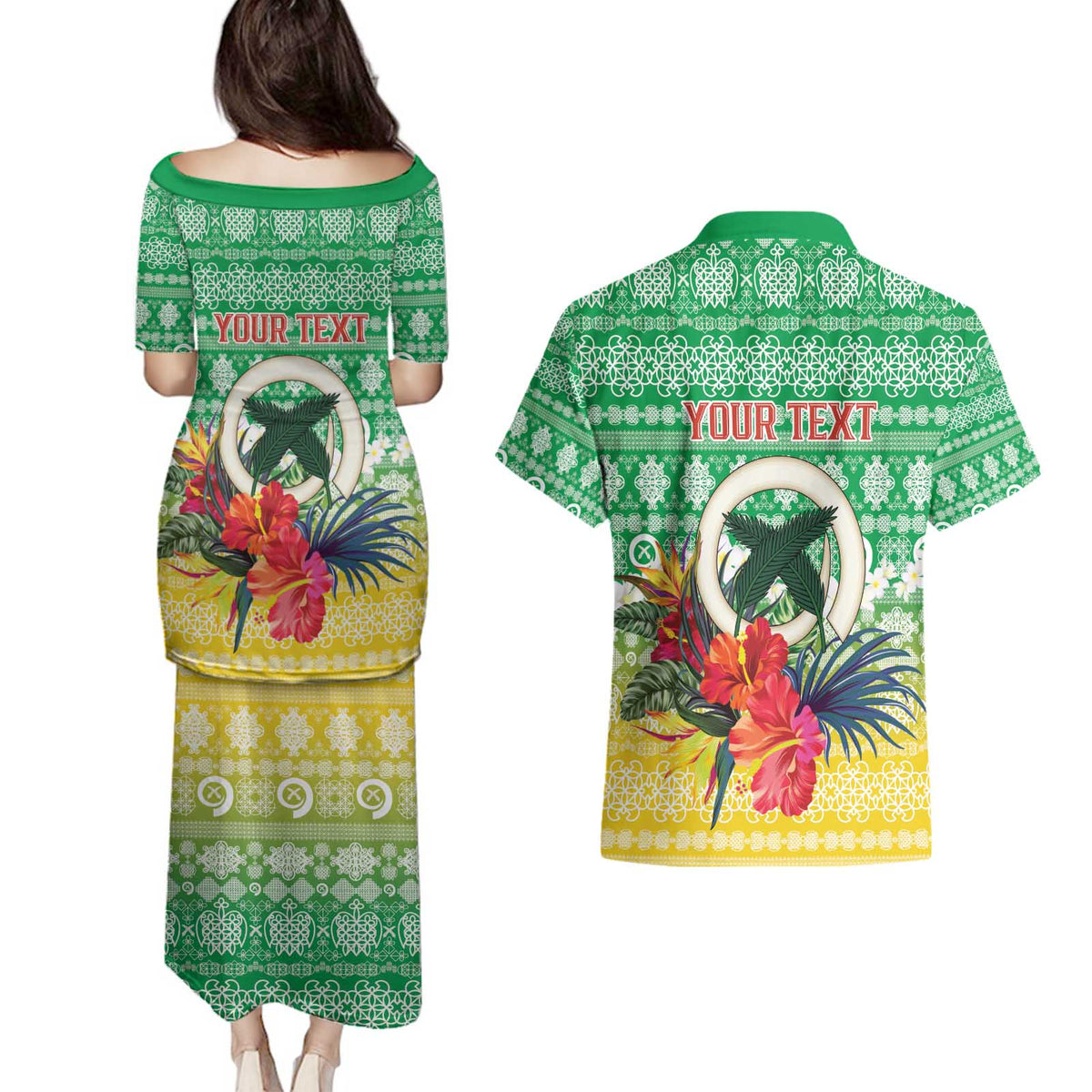 Personalised Malampa Joyeux Noel Couples Matching Puletasi and Hawaiian Shirt Proud To Be a Ni-Van Sand Drawing Art LT9 - Polynesian Pride