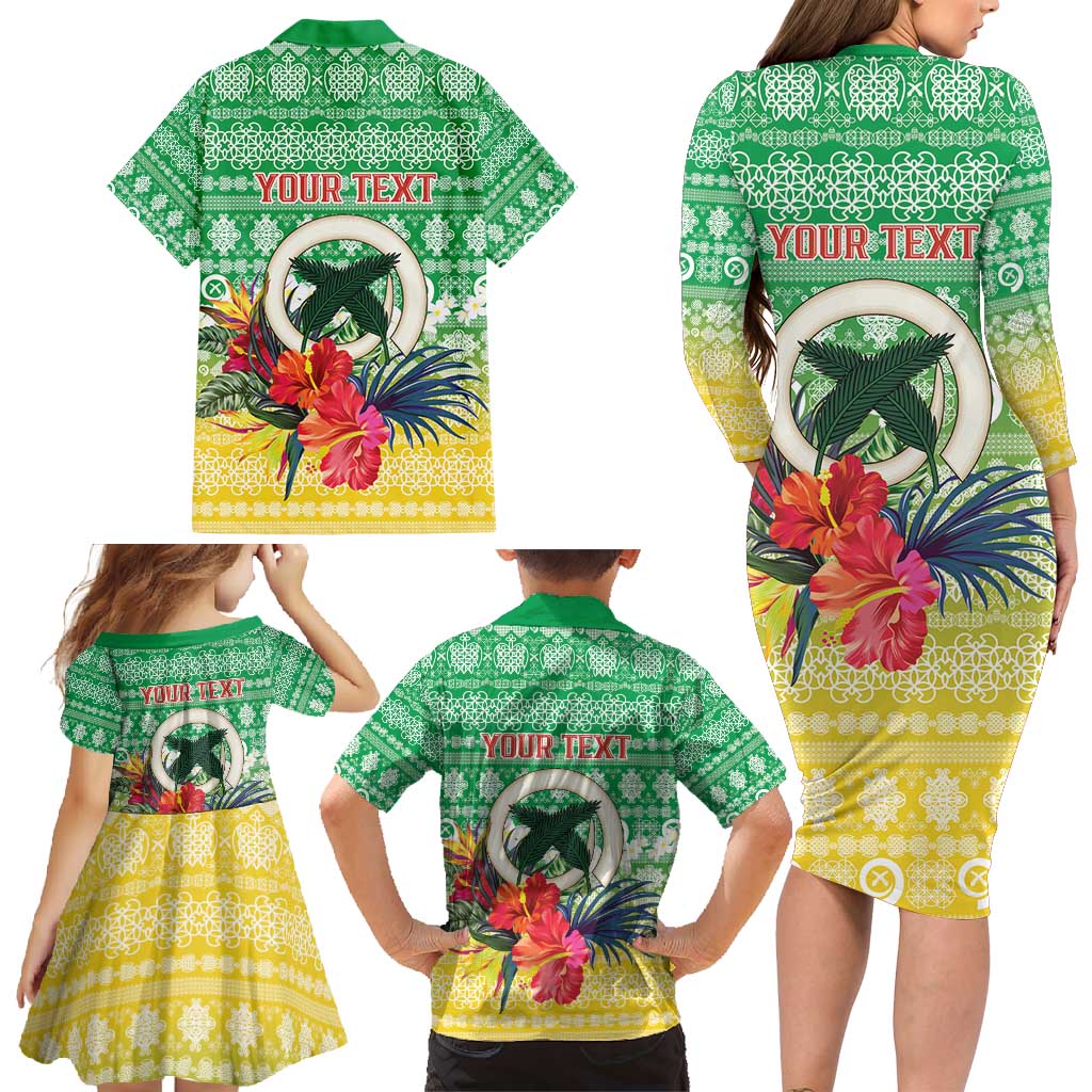 Personalised Malampa Joyeux Noel Family Matching Long Sleeve Bodycon Dress and Hawaiian Shirt Proud To Be a Ni-Van Sand Drawing Art LT9 - Polynesian Pride
