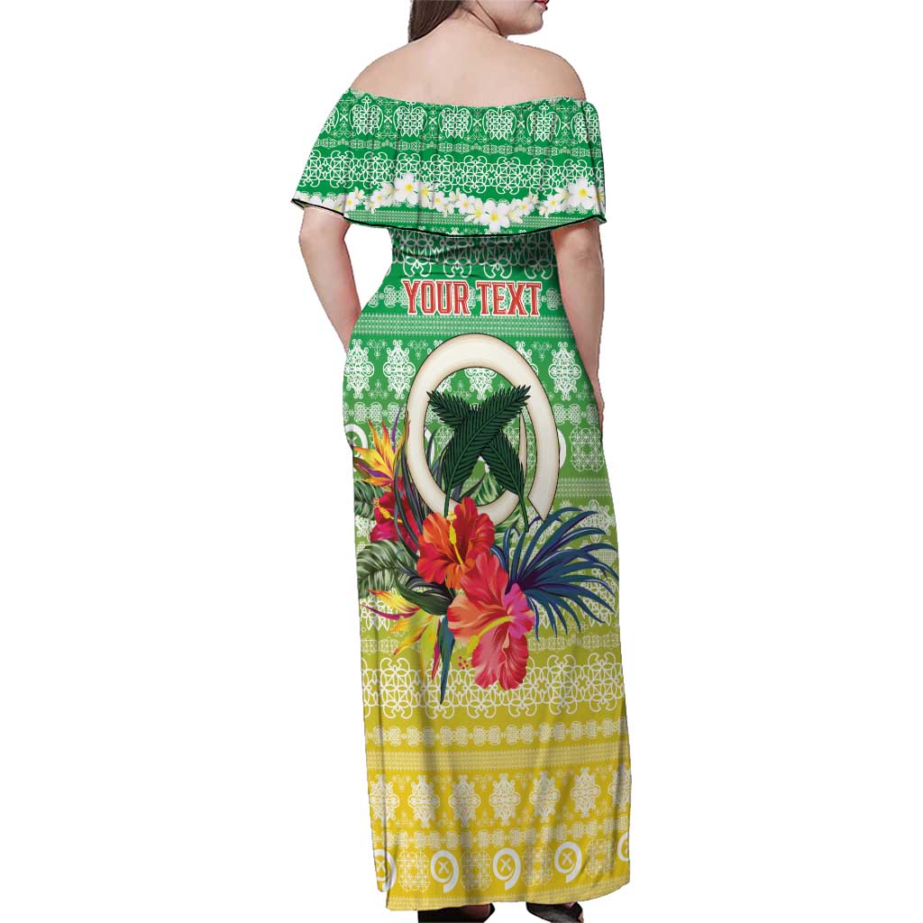 Personalised Malampa Joyeux Noel Family Matching Off Shoulder Maxi Dress and Hawaiian Shirt Proud To Be a Ni-Van Sand Drawing Art LT9 - Polynesian Pride