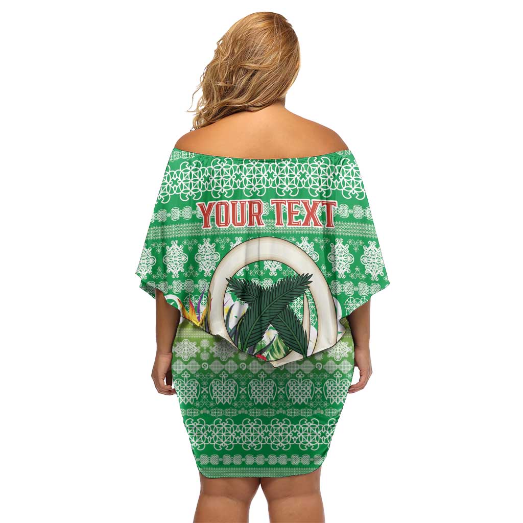 Personalised Malampa Joyeux Noel Family Matching Off Shoulder Short Dress and Hawaiian Shirt Proud To Be a Ni-Van Sand Drawing Art LT9 - Polynesian Pride