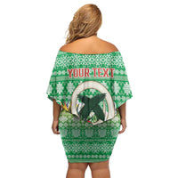 Personalised Malampa Joyeux Noel Family Matching Off Shoulder Short Dress and Hawaiian Shirt Proud To Be a Ni-Van Sand Drawing Art LT9 - Polynesian Pride