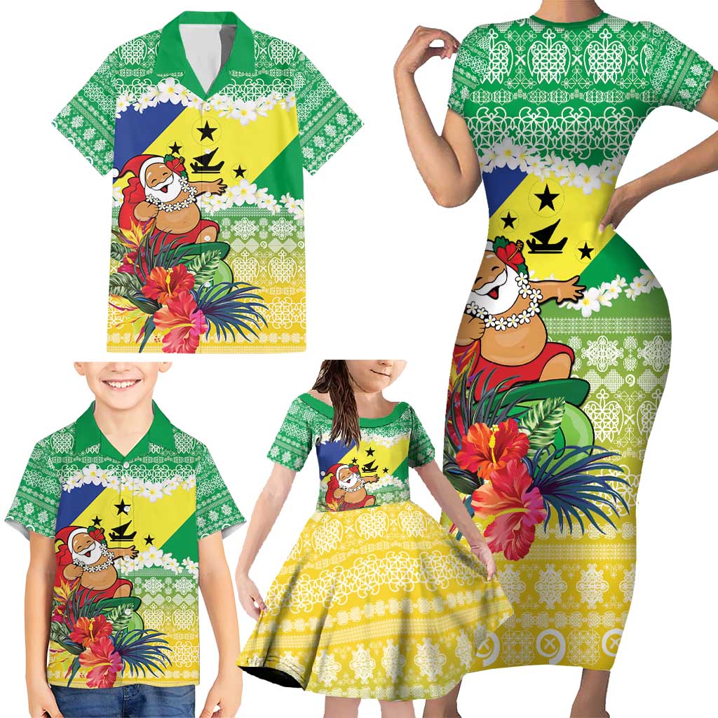 Personalised Malampa Joyeux Noel Family Matching Short Sleeve Bodycon Dress and Hawaiian Shirt Proud To Be a Ni-Van Sand Drawing Art LT9 - Polynesian Pride