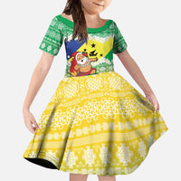 Personalised Malampa Joyeux Noel Family Matching Tank Maxi Dress and Hawaiian Shirt Proud To Be a Ni-Van Sand Drawing Art LT9 Daughter's Dress Lime - Polynesian Pride