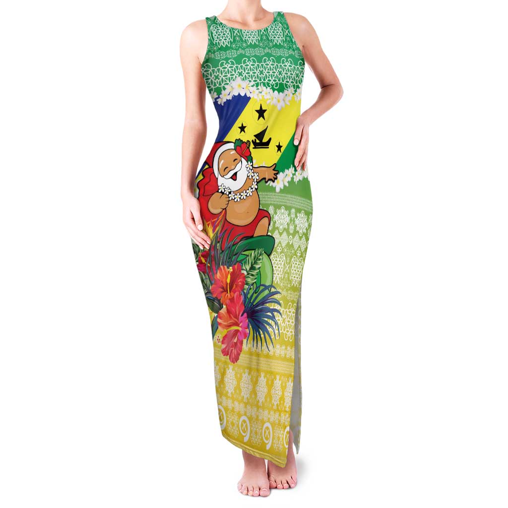 Personalised Malampa Joyeux Noel Family Matching Tank Maxi Dress and Hawaiian Shirt Proud To Be a Ni-Van Sand Drawing Art LT9 Mom's Dress Lime - Polynesian Pride