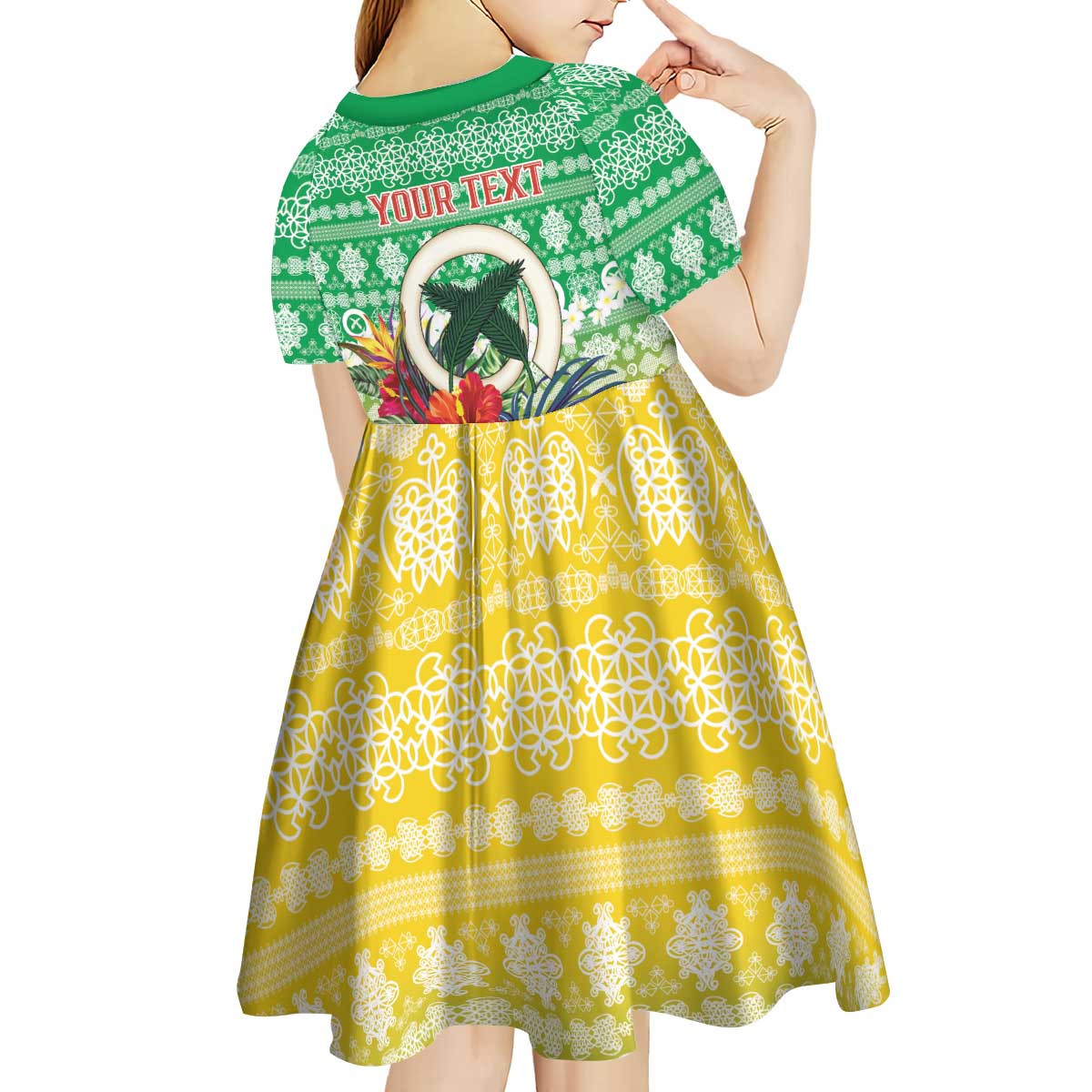 Personalised Malampa Joyeux Noel Kid Short Sleeve Dress Proud To Be a Ni-Van Sand Drawing Art LT9 - Polynesian Pride