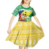 Personalised Malampa Joyeux Noel Kid Short Sleeve Dress Proud To Be a Ni-Van Sand Drawing Art LT9 - Polynesian Pride