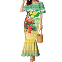 Personalised Malampa Joyeux Noel Mermaid Dress Proud To Be a Ni-Van Sand Drawing Art LT9 Women Lime - Polynesian Pride