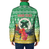 Personalised Malampa Joyeux Noel Padded Jacket Proud To Be a Ni-Van Sand Drawing Art - Polynesian Pride