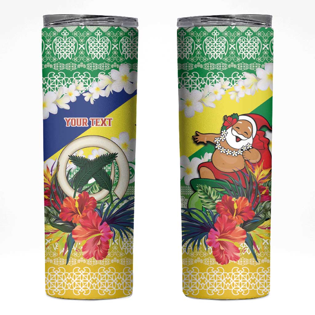 Personalised Malampa Joyeux Noel Skinny Tumbler Proud To Be a Ni-Van Sand Drawing Art LT9 Lime - Polynesian Pride