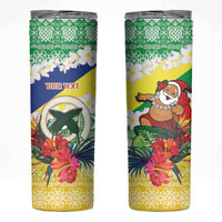 Personalised Malampa Joyeux Noel Skinny Tumbler Proud To Be a Ni-Van Sand Drawing Art LT9 Lime - Polynesian Pride