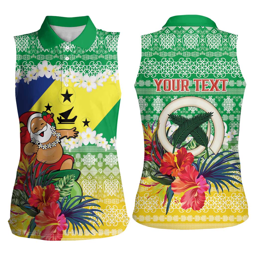 Personalised Malampa Joyeux Noel Women Sleeveless Polo Shirt Proud To Be a Ni-Van Sand Drawing Art LT9 - Polynesian Pride